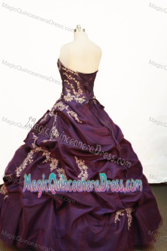 Strapless Purple Pick-ups and Appliques Quince Dress in Envigado Colombia