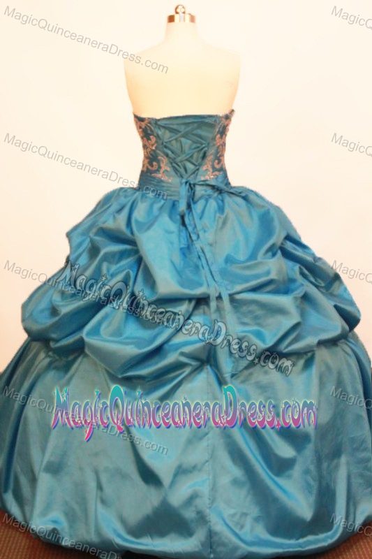 Beading and Pick-ups Strapless Blue Quinceanera Dress in Huaraz Peru
