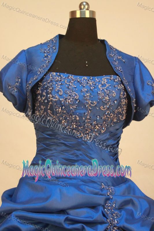 Strapless Blue Pick-ups and Beading Quinceanera Dress in El Banco Colombia