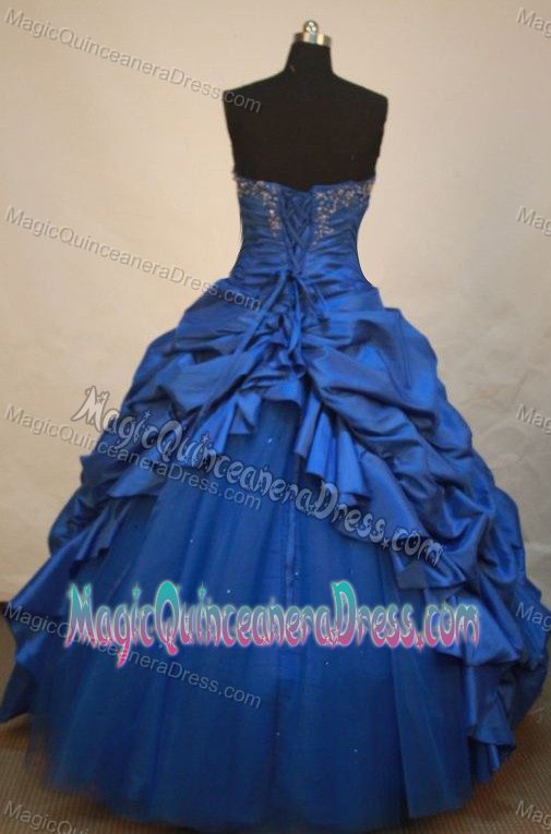 Strapless Blue Pick-ups and Beading Quinceanera Dress in El Banco Colombia
