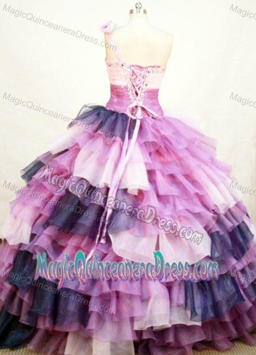 One Shoulder Colorful Ruffles Quinceanera Dresses in Turbaco Colombia