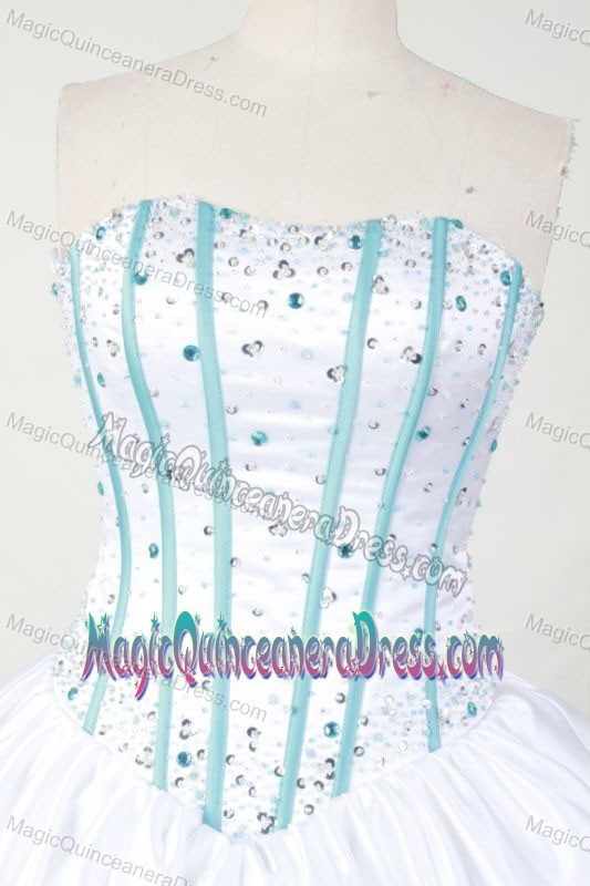 White Strapless Beading and Ruffles Quinceanera Dress in Andes Colombia