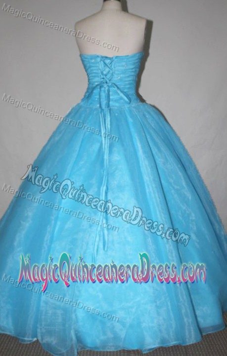 Simple Strapless Appliques Blue Quinceanera Dresses in Orito Colombia
