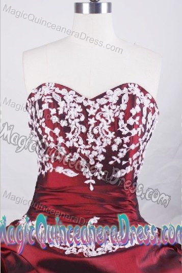 Burgundy Sweetheart Appliques Pick-ups Quinceanera Dress in Toluca Mexico
