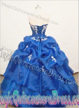 Sweetheart Appliques and Ruffles Blue Quinceanera Dress in Natal Brazil