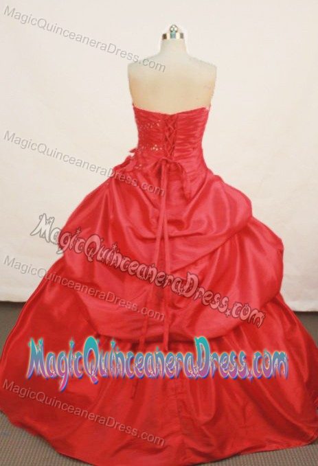 Sweetheart Appliques and Pick-ups Red Quinceanera Dress in Cancun Mexico