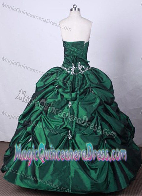 Pick-ups Strapless Green Beading Quinceanera Dresses in Tultepec Mexico