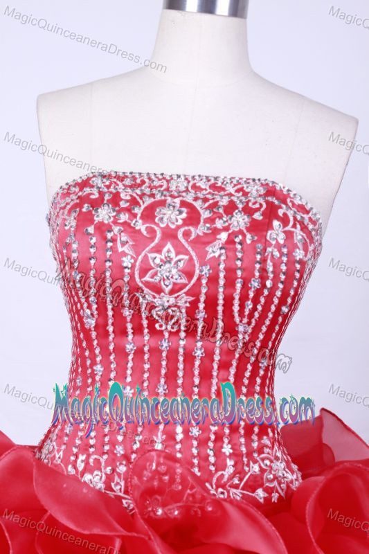 Hot Pink Strapless Beading and Appliques Quince Dresses in Iguala Mexico