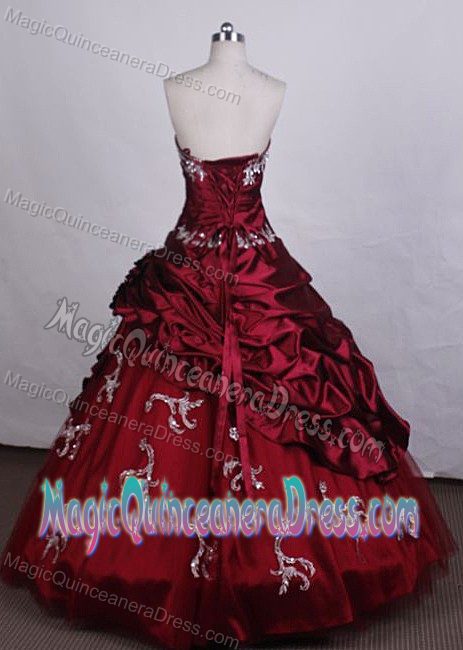 Beading and Appliques Strapless Red Quinceanera Dress in Navolato Mexico