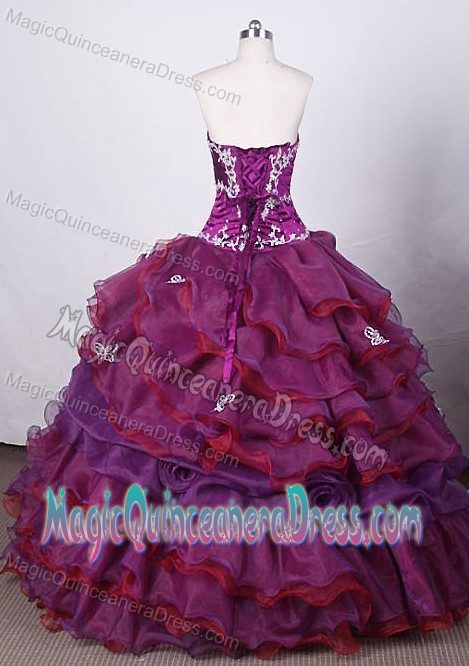 Appliques and Beading Strapless Purple Quinceanera Dress in Olinda Brazil