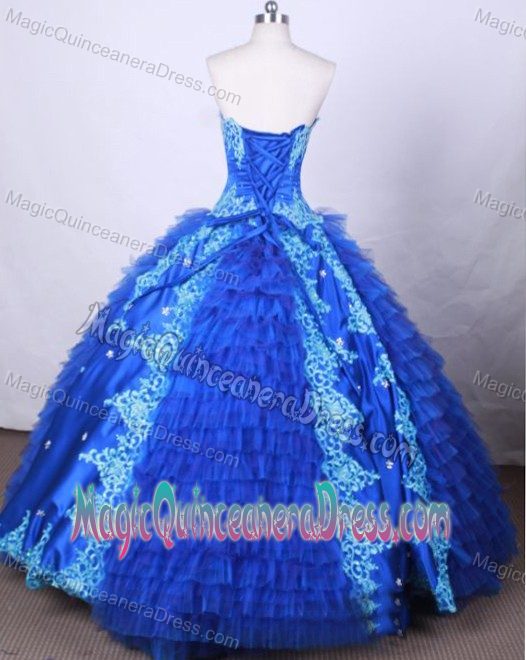 Appliques and Beading Strapless Blue Quinceanera Dress in Apodaca Mexico