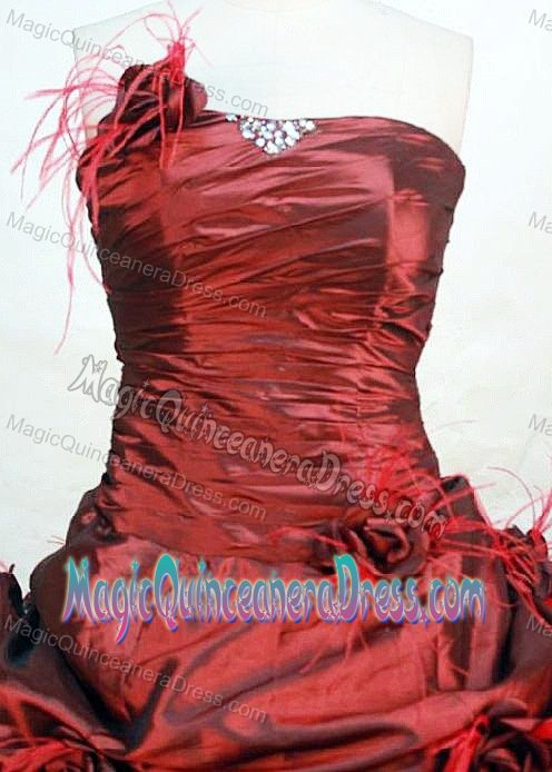 Pick-ups Strapless Wine Red Flower Quinceanera Dress in Durango Mexico
