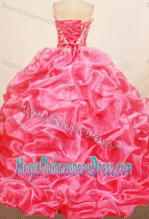 Straps Chapel Watermelon Beading Ruffles Quince Dress in Joinville Brazil