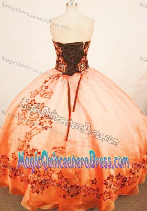 Star Appliques Sweetheart Rust Red Quinceanera Dress in Londrina Brazil