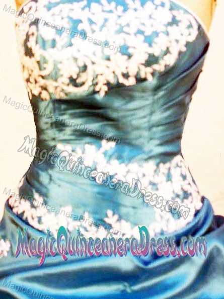 Light Blue Strapless Appliques Pick-ups Quince Dress in Yacuiba Bolivia