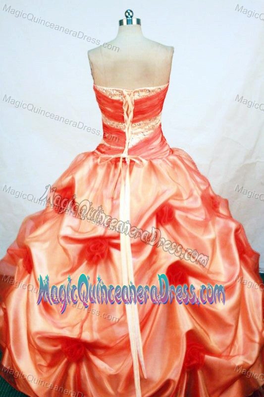 Orange Red Pick-ups Sweetheart Beading Quince Dresses in Manaus Brazil
