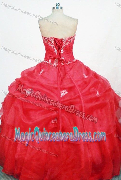 Strapless Quinceanera Dress in Sucre Bolivia with Appliques and Ruffles
