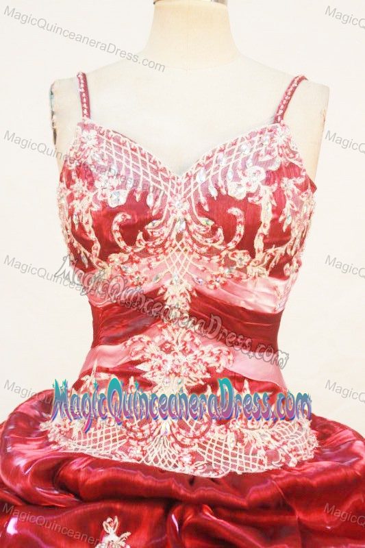Appliques with Beading Strap Red Quinceanera Dress in Salta Argentina