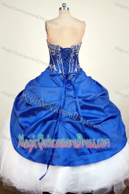 Nuevo Laredo Mexico Strapless Blue Beading and Appliques Quince Dress