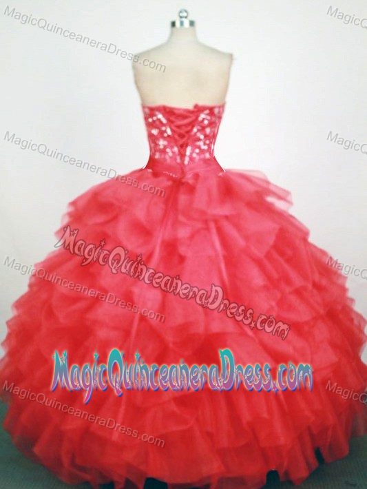 Ruffles Strapless Hot Pink Beaded Quinceanera Dress in Quillacollo Bolivia