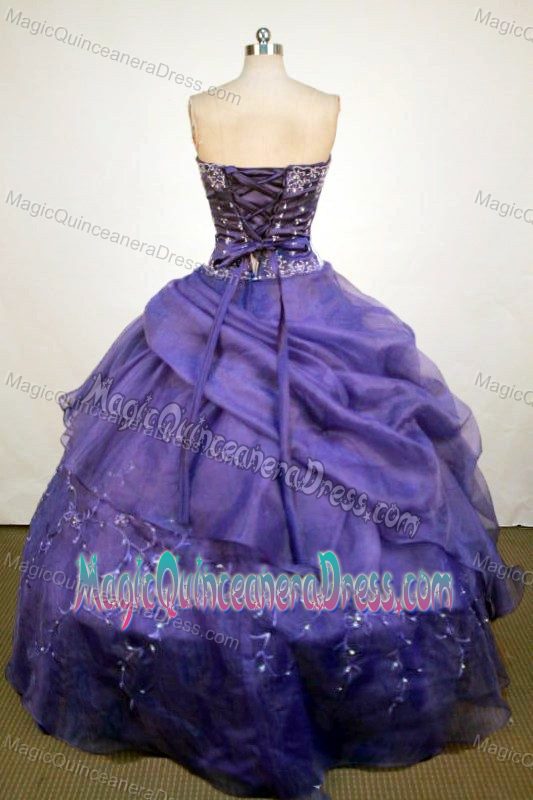 Ball Gown Strapless Beading and Appliques Purple Quinceanera Gowns