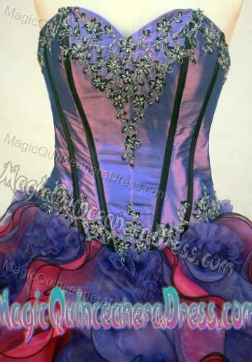 Multi-color Sweetheart Applique Satigny Switzerland Quinceanera Dress