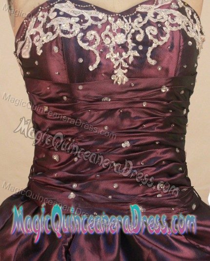 Sweetheart Ruche Beading Embroidery Pick Up Dark Purple Quince Dress