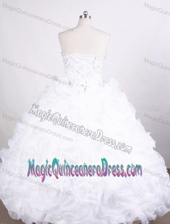 Pure Strapless Beading Ruffled Organza Lace Up Dresses for Quincean