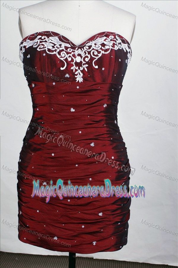 Detachable Sweetheart Applique Ruched Pick Up Taffeta Dress for Quince