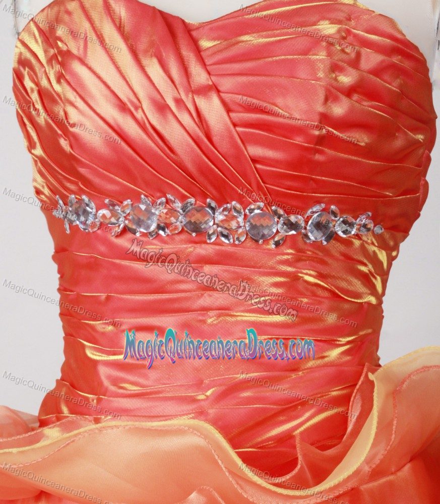 Rolling Flowers Strapless Ruched Beading Organza Dresses for Quince