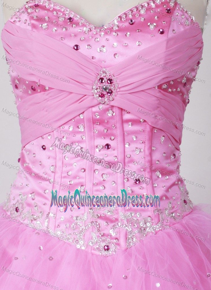 Pink Strapless Beading Puffy Gimmelwald Switzerland Dresses for Quince