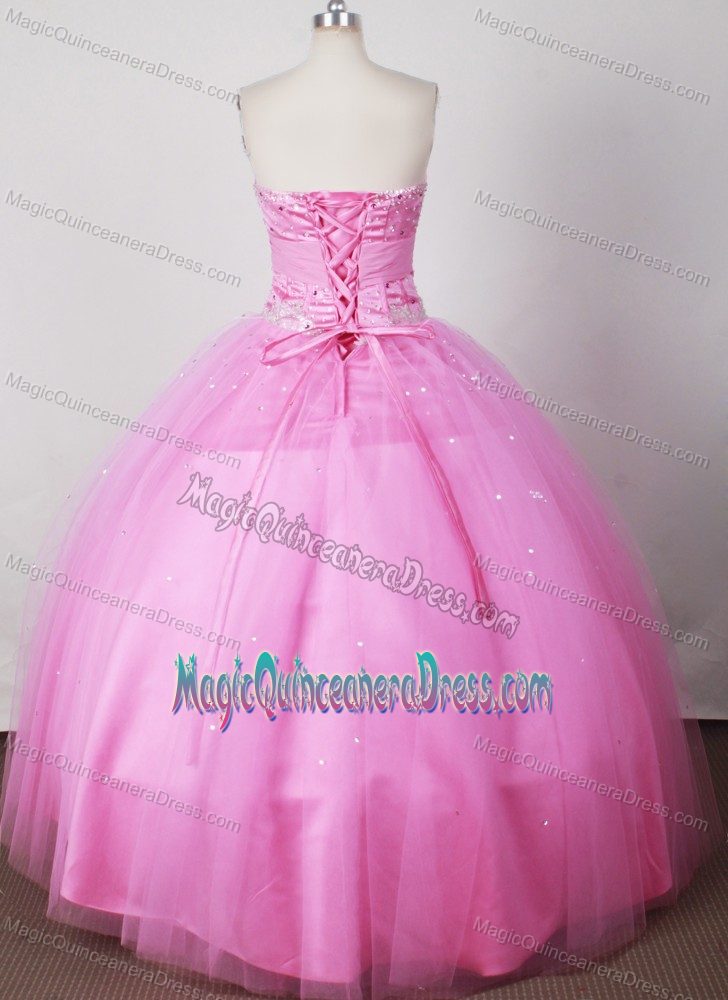 Pink Strapless Beading Puffy Gimmelwald Switzerland Dresses for Quince