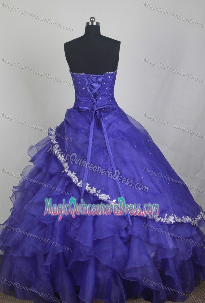 Ecne Switzerland Layers Sweetheart Ruffled Blue Dress for Quinceanera