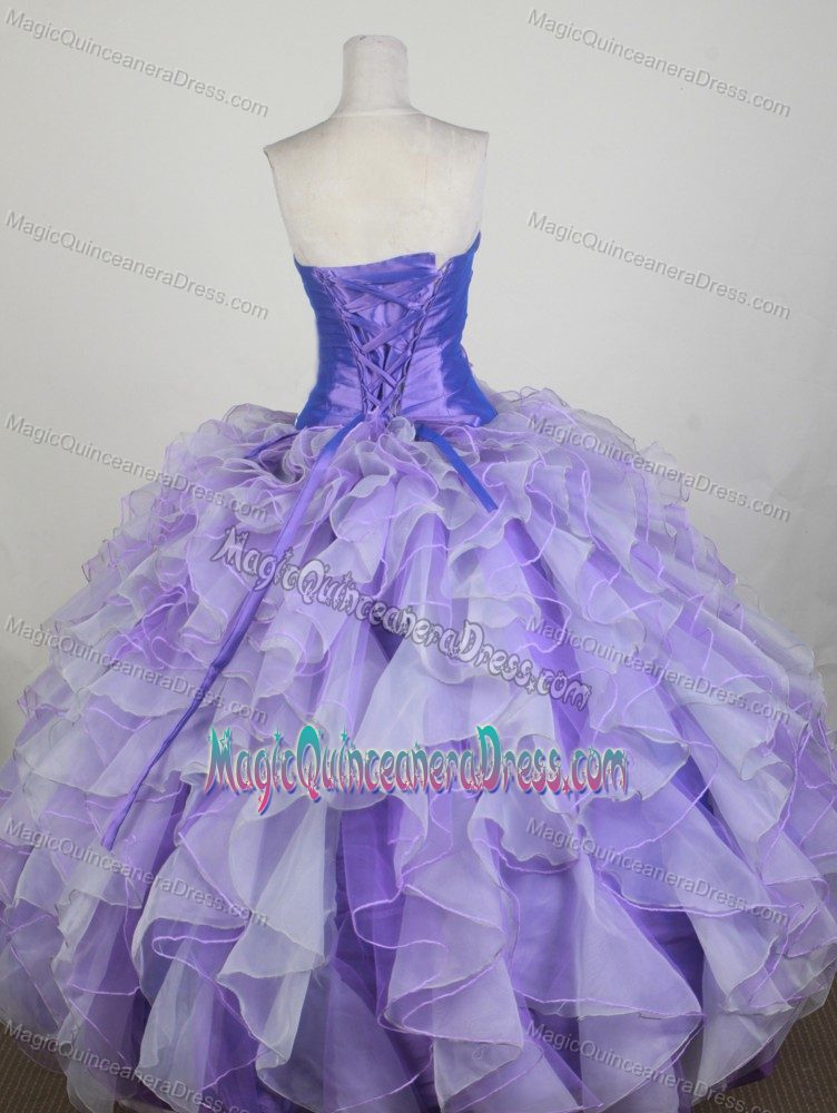 Sweetheart Beading Ruched Lavender Sweet Sixteen Quinceanera Gown