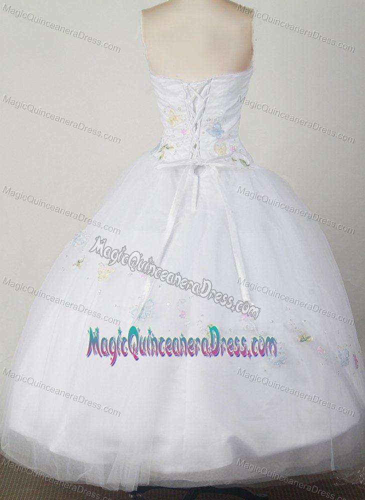 Appliques Strapless White Ball Gown Aarau Switzerland Quince Dresses