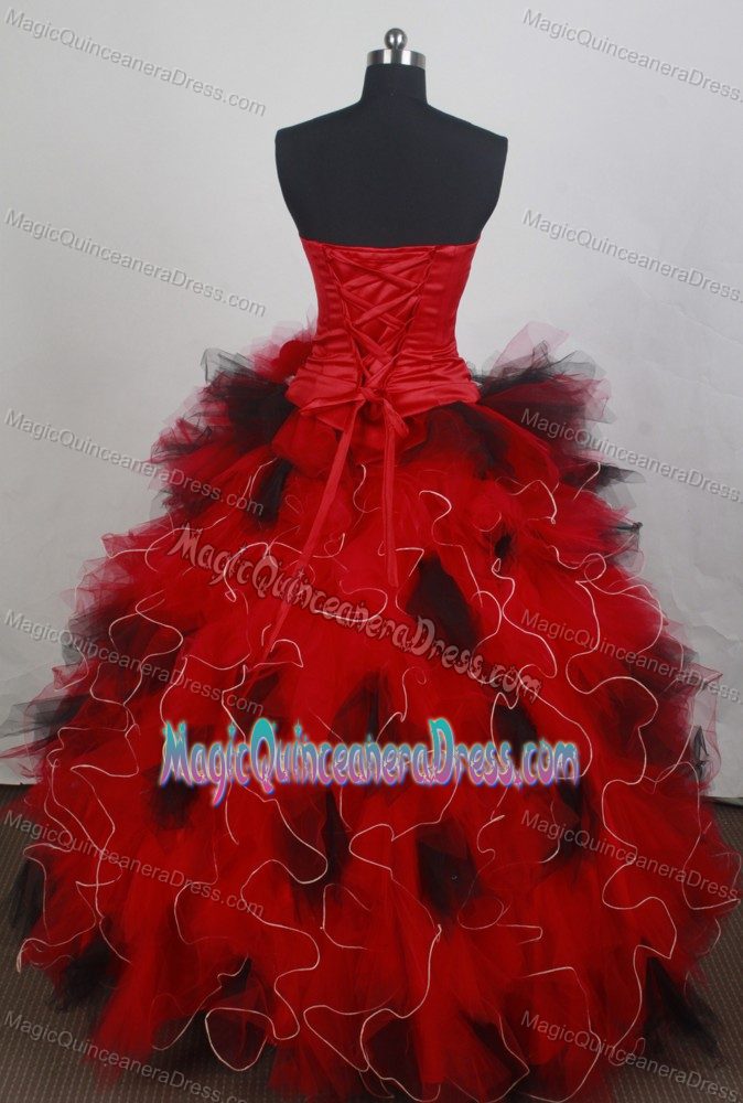 Exquisite Red and Black Sweetheart beads Quinceanera Gowns in Alexander City