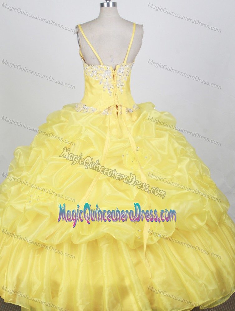Popular Ball gown Spaghetti Strap Ruffled Style Quince Dresses in Bay Minette