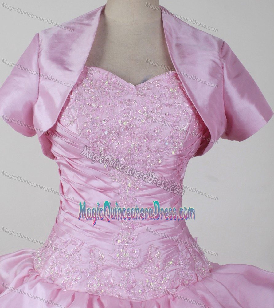 Discount Pink Sweetheart with Appliques and Pick-ups Sweet 15 Dresses in Bon Air