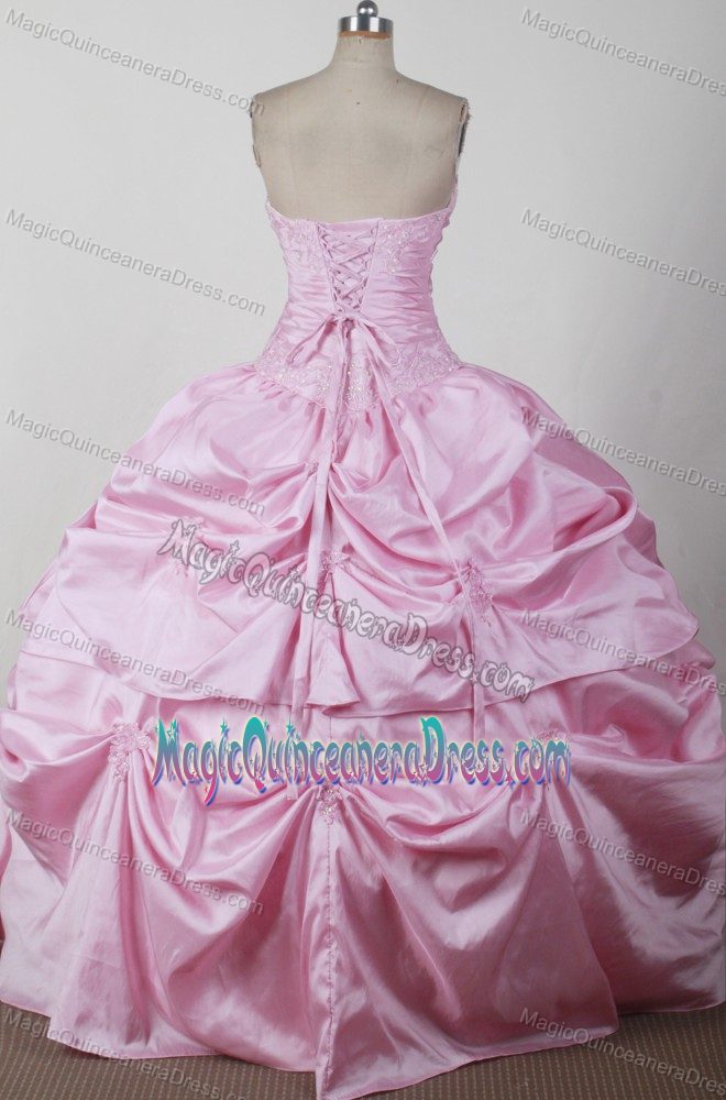 Discount Pink Sweetheart with Appliques and Pick-ups Sweet 15 Dresses in Bon Air