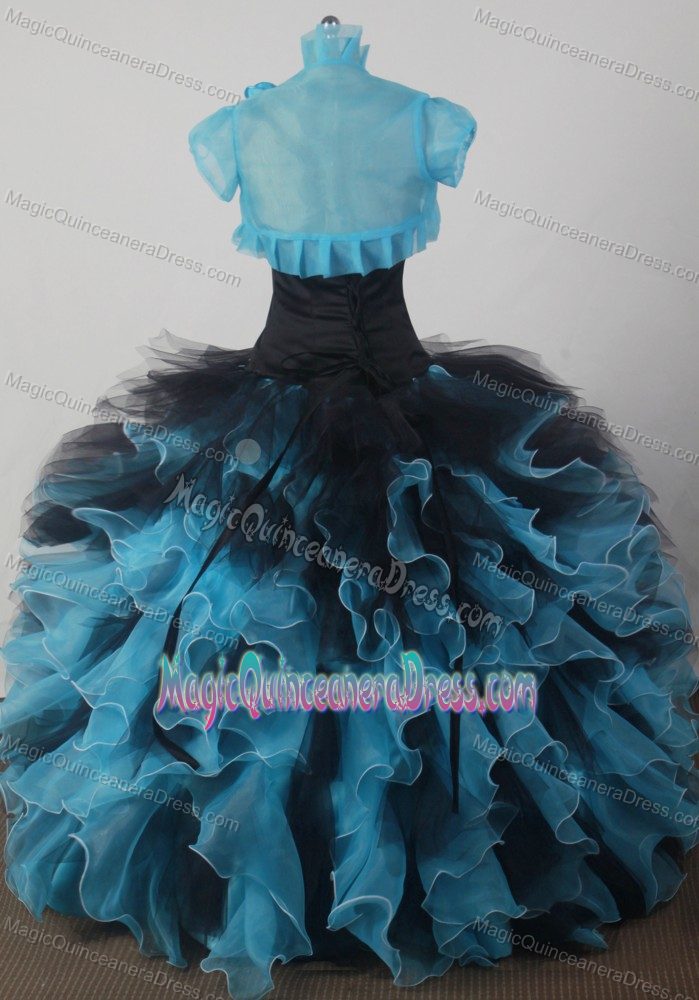 Ruffled Layers and Hand-made Flowers Sweetheart Quinceanera Dress in Calera