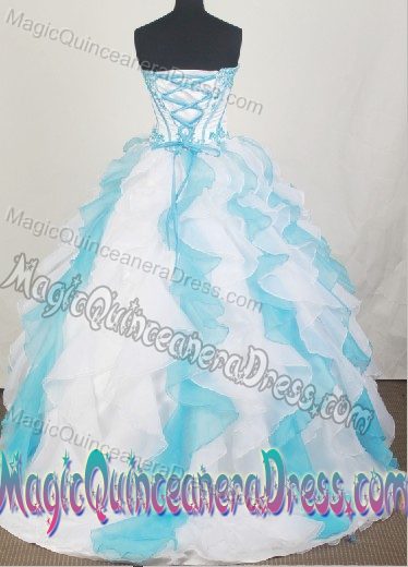 Unique Sweetheart Appliques and Ruffled Layers for Sweet 16 Dresses in Cherokee
