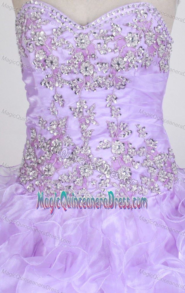 2013 Newest Ruffled Beaded Lilac Sweet 15 Dress in The Mainstream