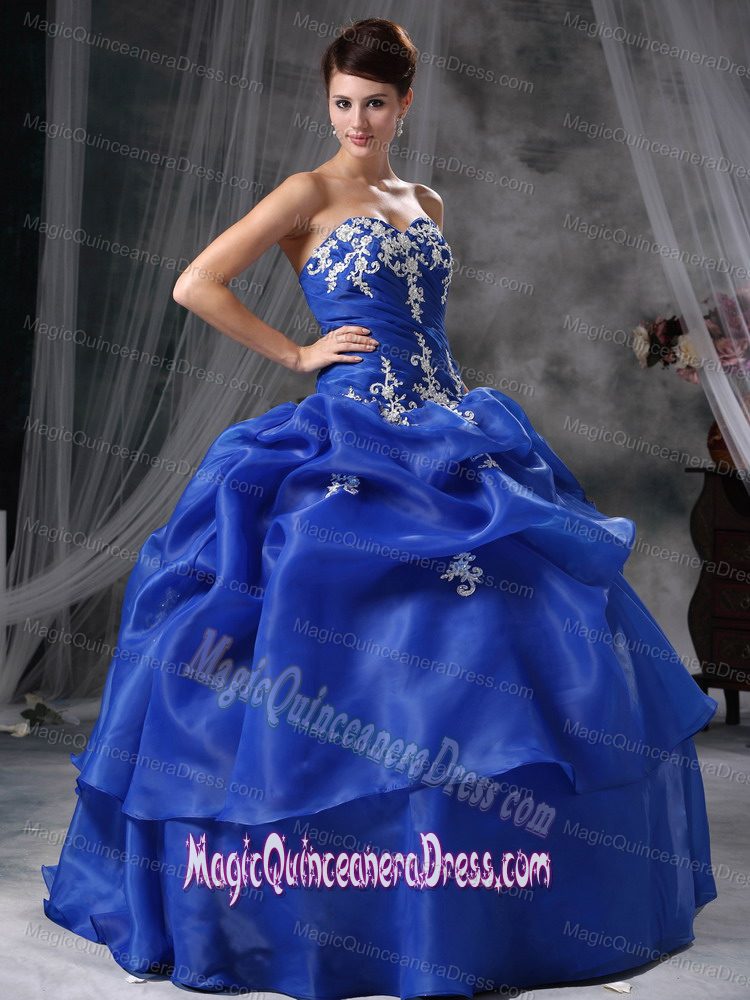 Embroidery and Pick Ups Quinceaneras Dress in Blue near Laramie WY
