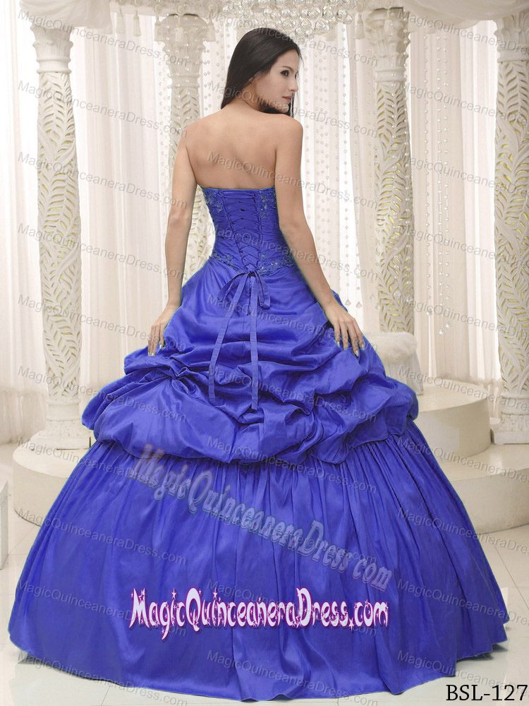 Ruching and Pick Ups Blue Puffy Quinces Dresses in Dubois WY for Ladies