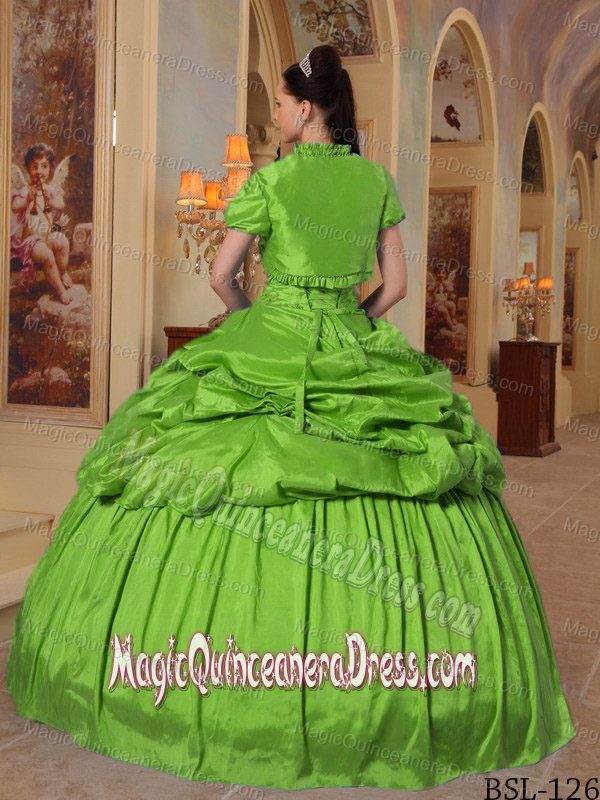 Embroidery and Pick Ups Sweetheart Green Quinceanera Dress in Cody WY