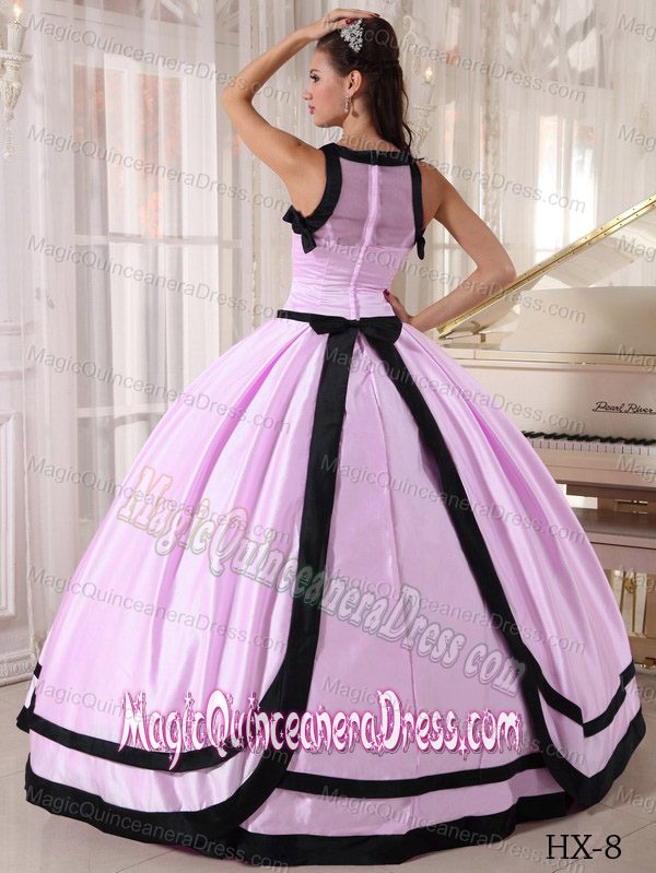 Simple Bateau Puffy Baby Pink Quinceanera Dresses Decorated with Bowknot