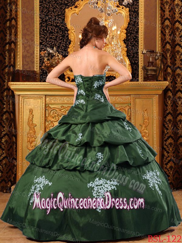 Pick and Appliques Dark Green Quinceanera Gown Dresses in West Union
