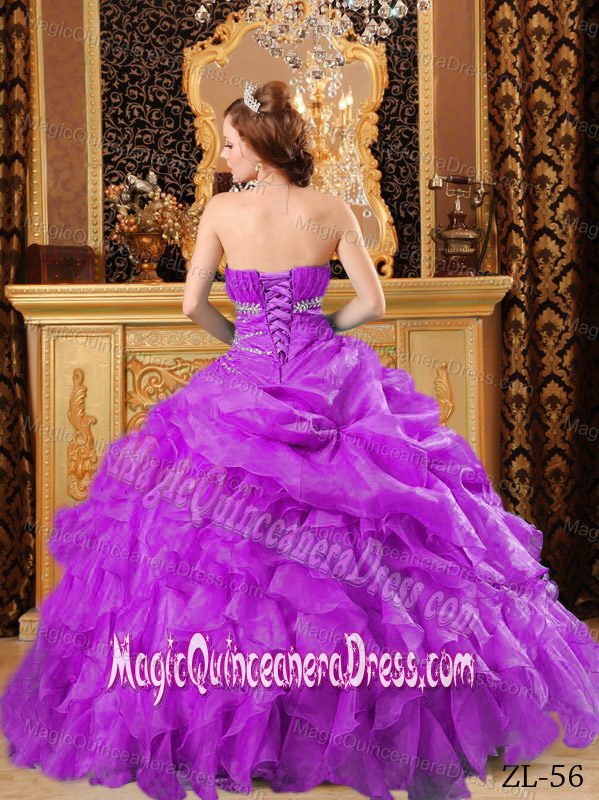 Diamonds and Ruching Ruffles Decorated Dress For Quinceanera in Spencer