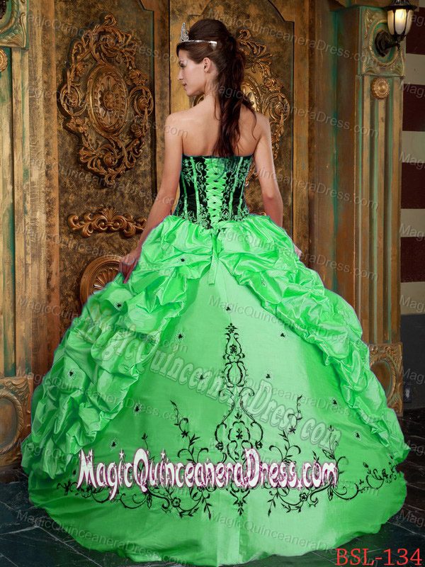 Black and Green Pick and Embroidery Decorated Sweet 15 Dresses in Salem