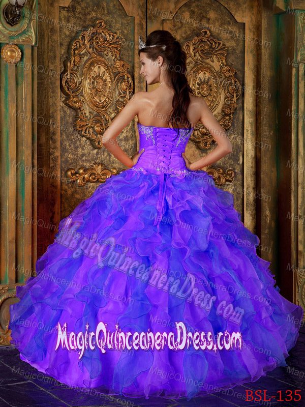 Multi-color Beaded Bodice Quinceaneras Dress with Ruffles in Saint Albans